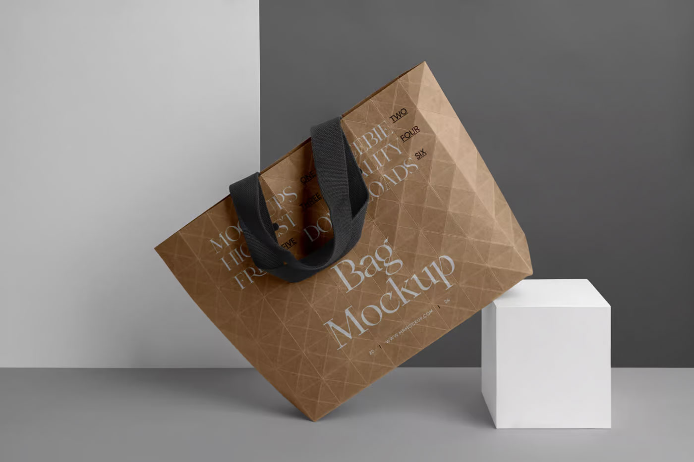 Free Front Sight of Big Paper Shopping Bag Mockup PSD Template