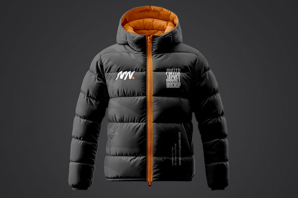 Free Front Sight of Puffer Jacket Mockup PSD Template