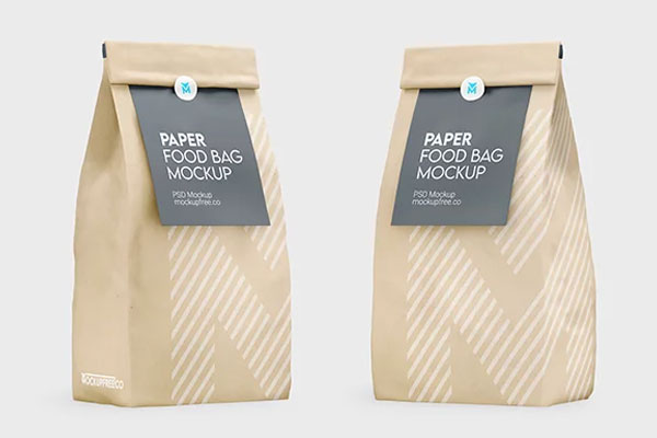 Free Paper Food Bag Mockup in 3 Sights PSD Template