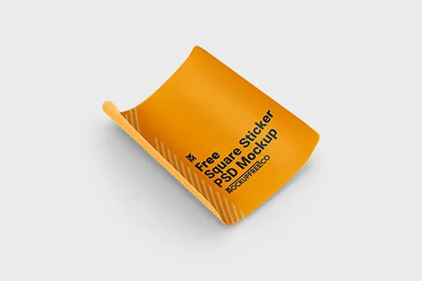 Free Square Sticker Mockup in 3 Sights PSD Template