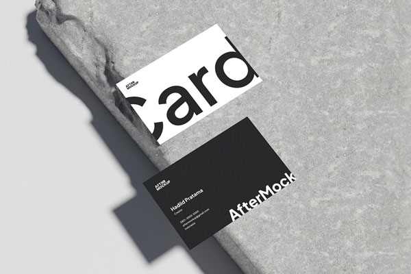 Free Business Card Mockup on Concrete PSD Template