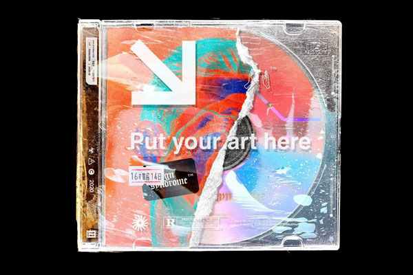 Free Distressed CD Cover Mockup PSD Template