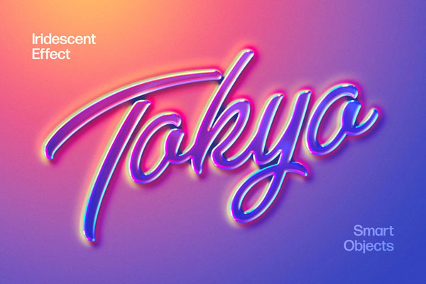 Free Holo Gradient Text And Logo Effect PSD Template