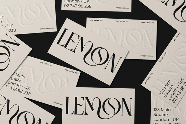 Free Lemon Debossed Business Card Mockup PSD Template