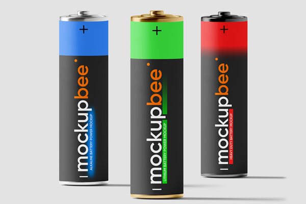 Free AA / AAA Battery Mockup PSD Template