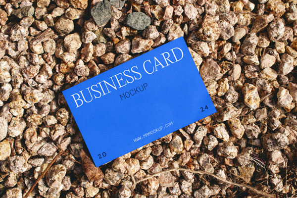 Free Business Card Laying on Stones Mockup PSD Template