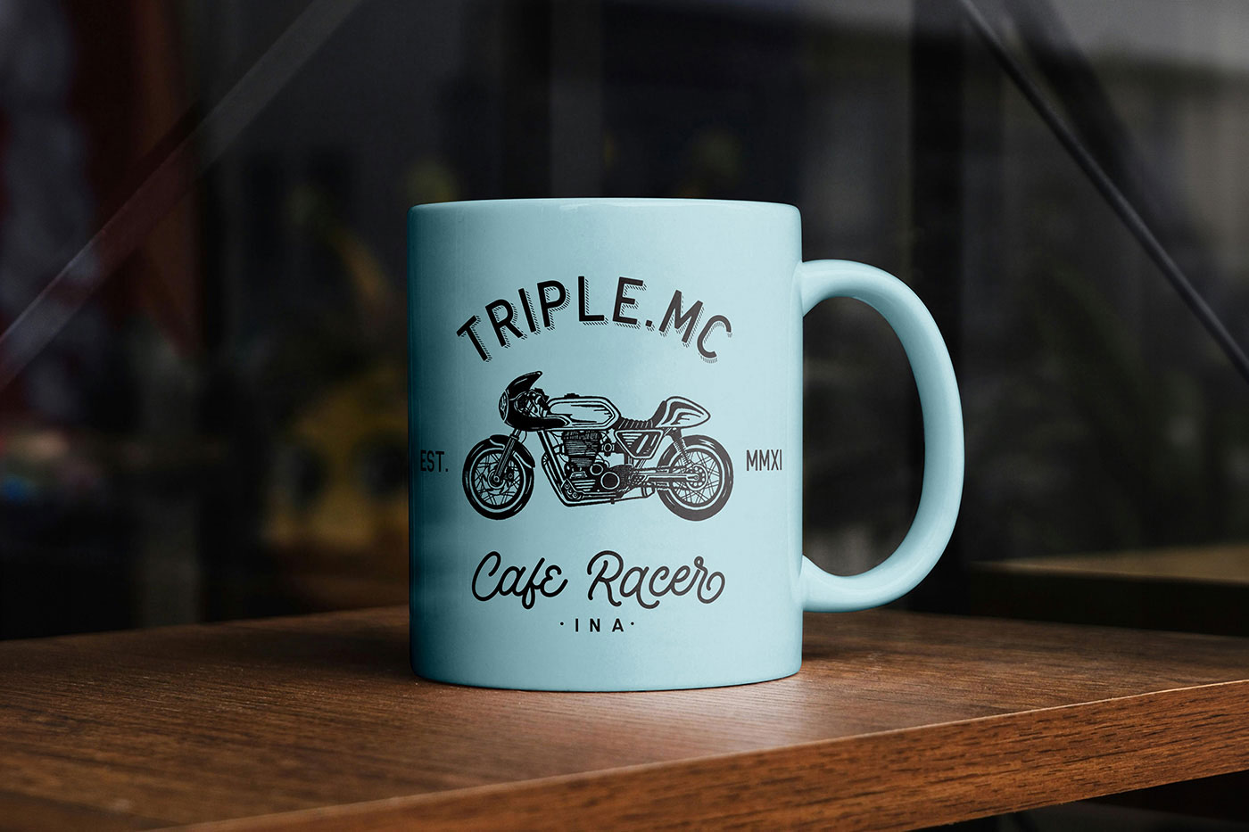 Free Ceramic Mug on Table Mockup PSD Template