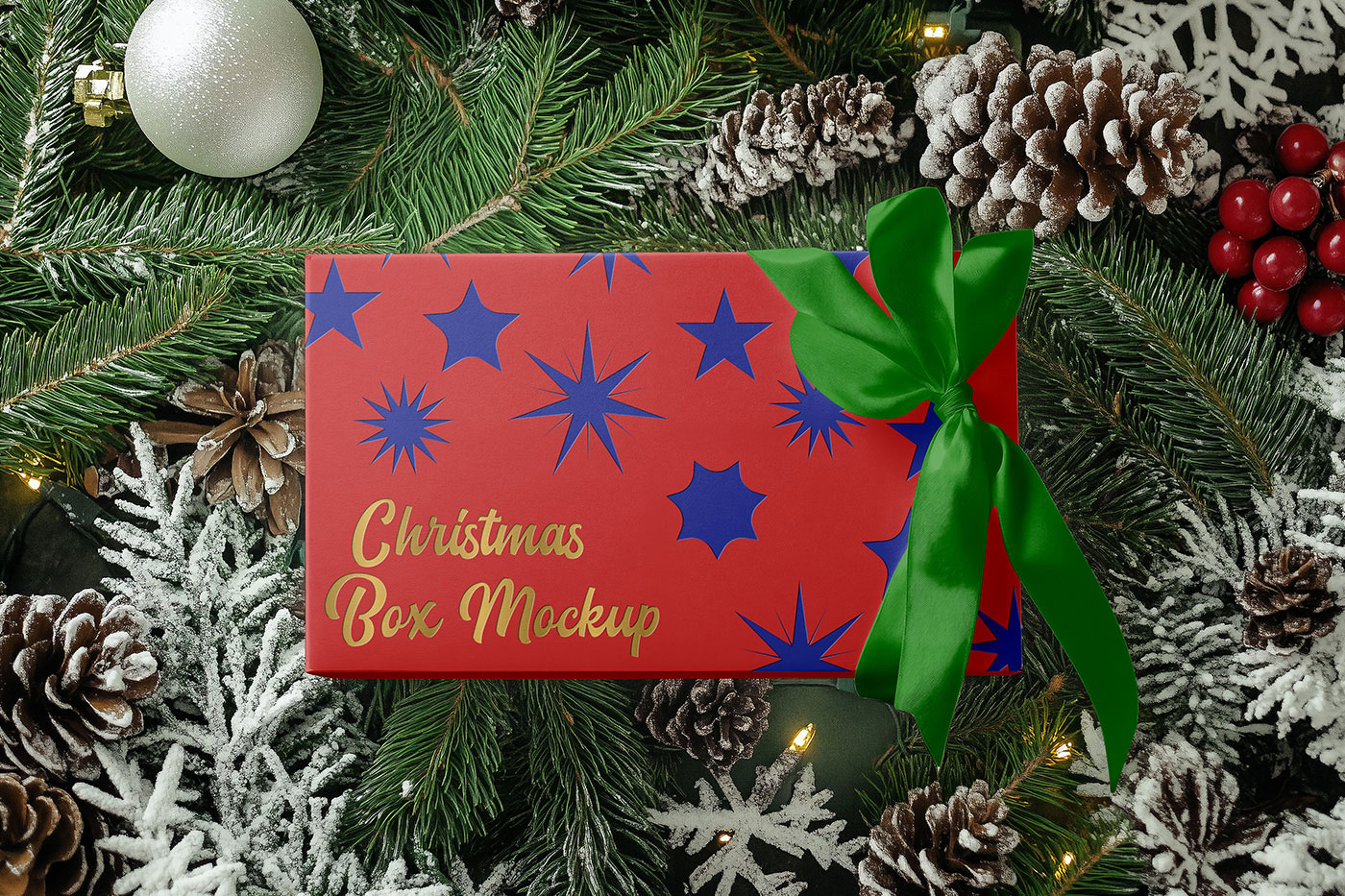 Free Christmas Box Mockup PSD Template