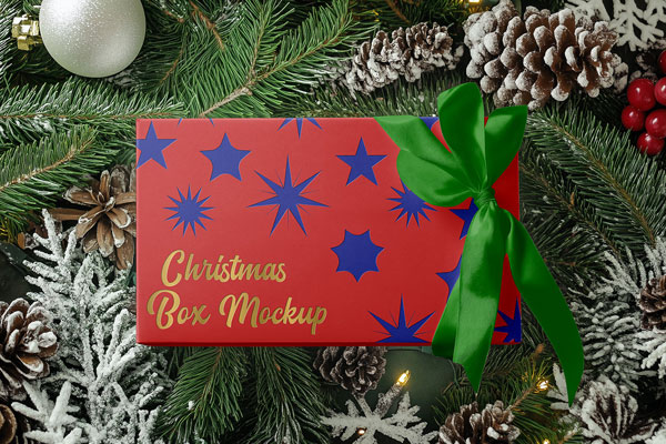 Free Christmas Box Mockup PSD Template