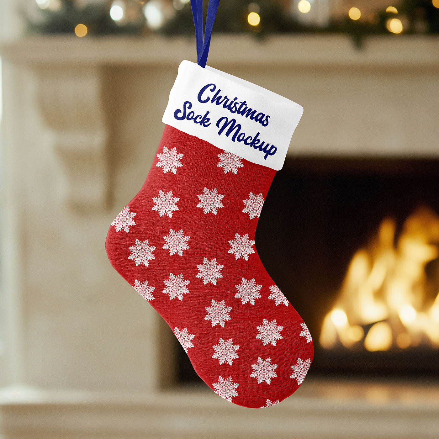 Free Christmas Sock Mockup PSD Template