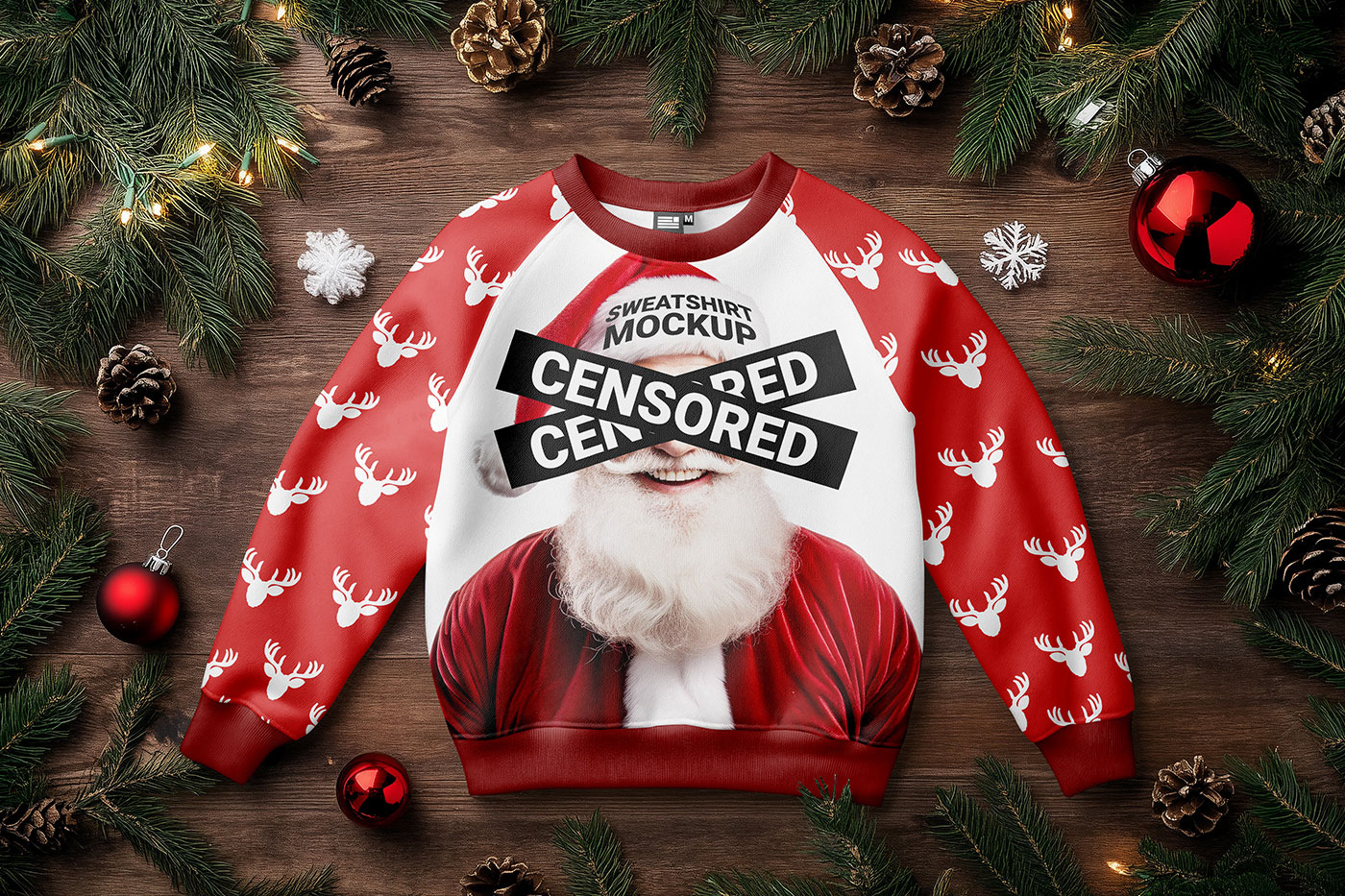 Free Christmas Sweatshirt Mockup PSD Template