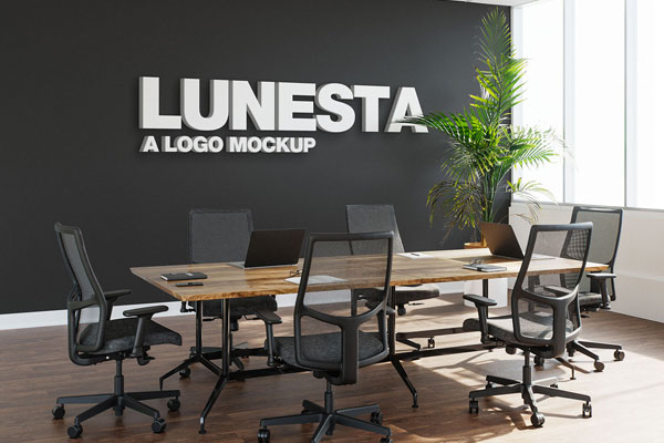Free Conference Room Logo Mockup PSD Template