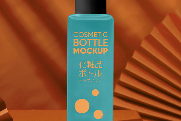 Free Cosmetic Bottle Front View Mockup PSD Template