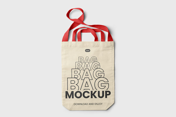 Free Double Handle Tote Bag Mockup PSD Template