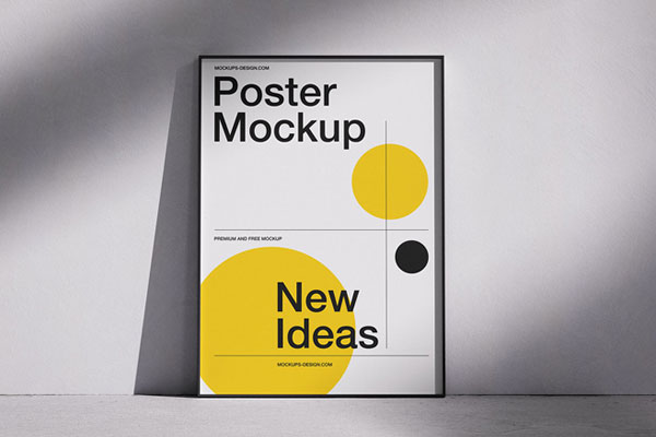 Free Elegant Poster Mockup on The Floor PSD Template