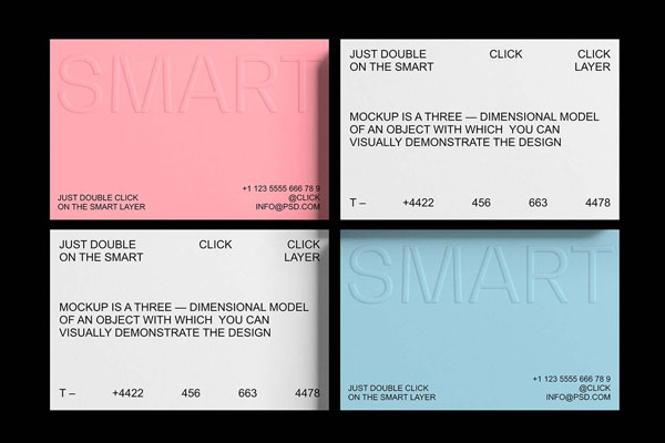 Free Embossed Business Cards Mockup PSD Template