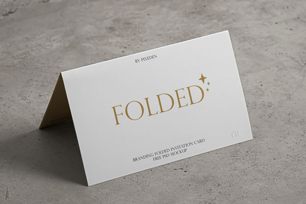 Free Folded Invitation Card Identity Mockup PSD Template