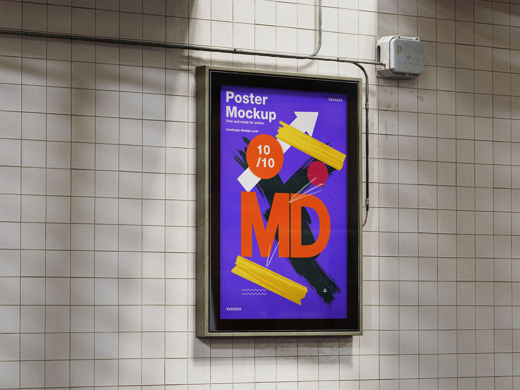 Free Framed Citylight Poster Mockup PSD Template