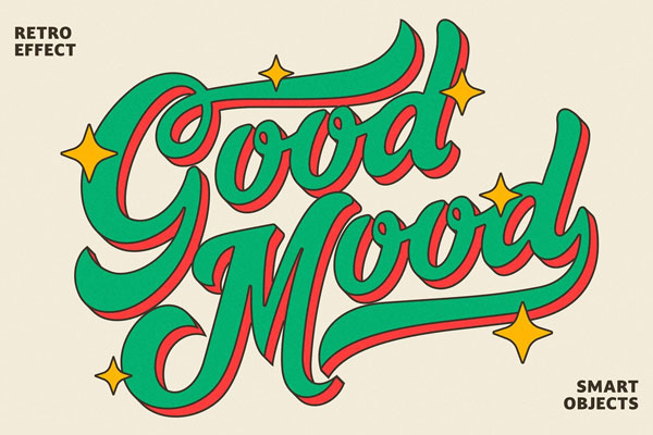 Free Retro 3D Volume Text Logo Effect PSD Template