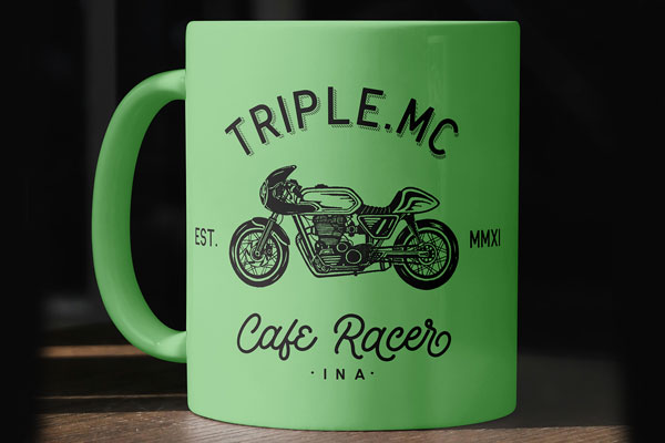 Free Ceramic Mug on Desk Mockup PSD Template