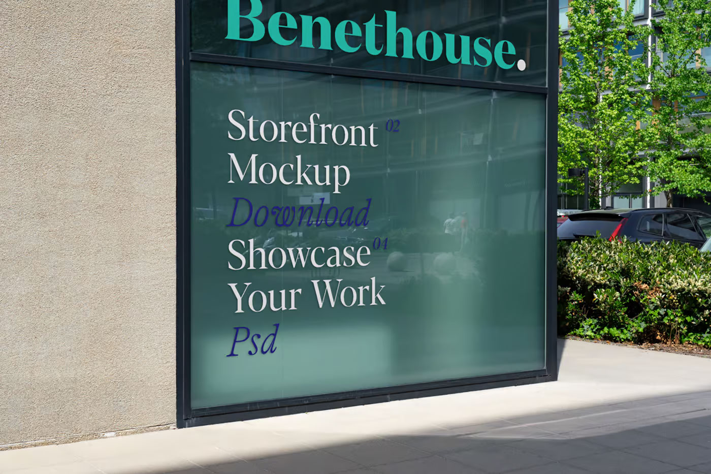 Free Corner Storefront Mockup PSD Template