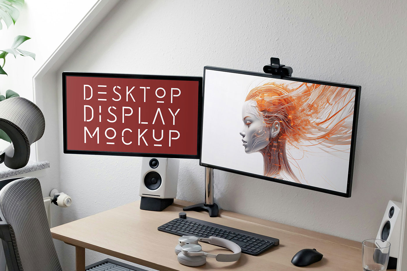 Free Desktop Display Mockups PSD Template