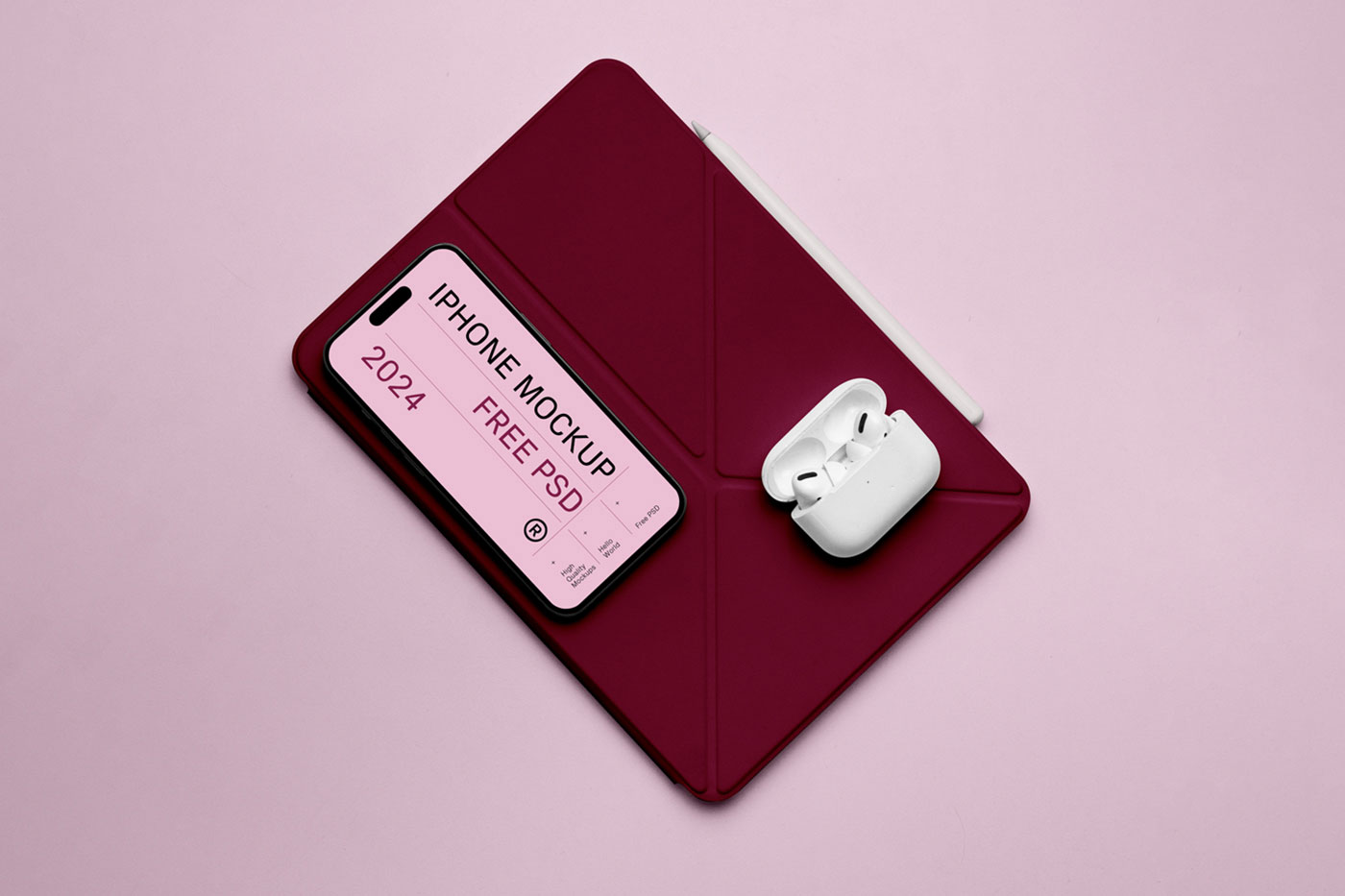 Free Device with Accessories Mockups PSD Template