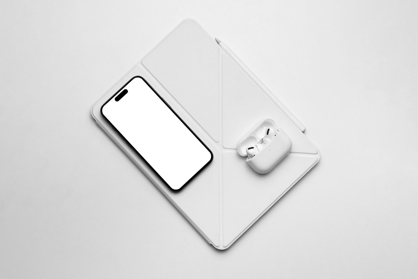 Free Device with Accessories Mockups PSD Template