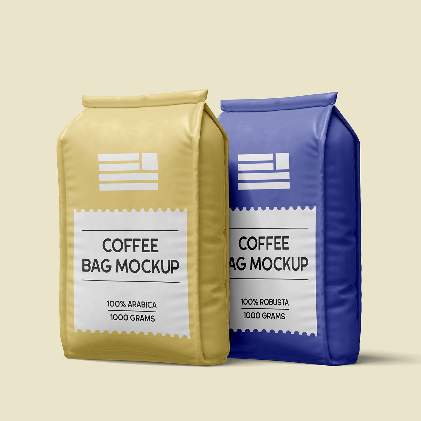 Free Double Foil Coffee Bag Mockup PSD Template