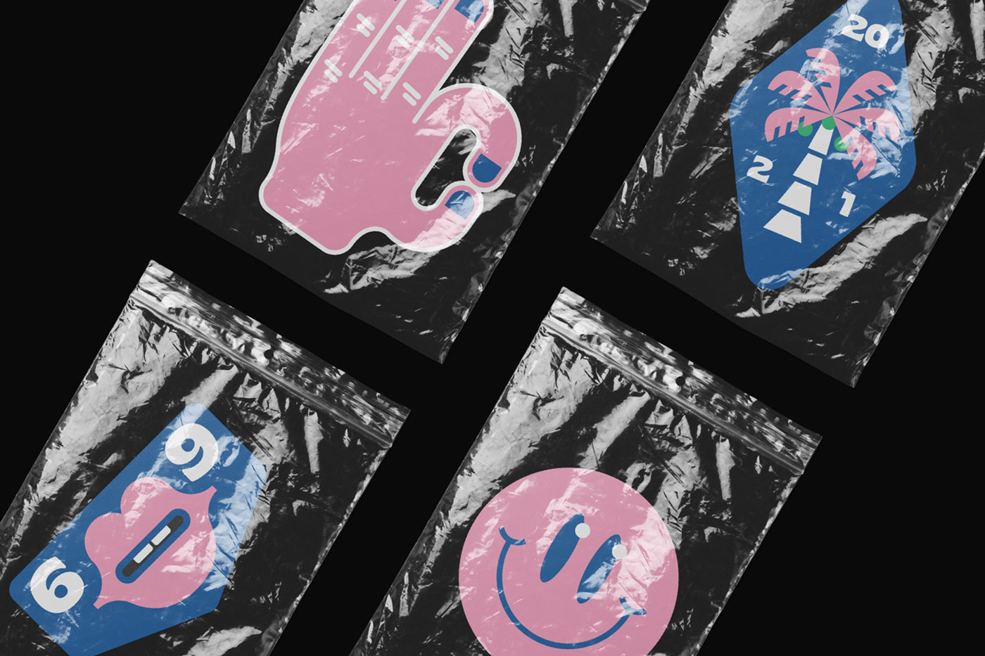 Free Four Foils With Sticker Mockup PSD Template