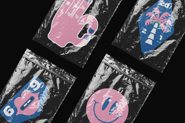 Free Four Foils With Sticker Mockup PSD Template