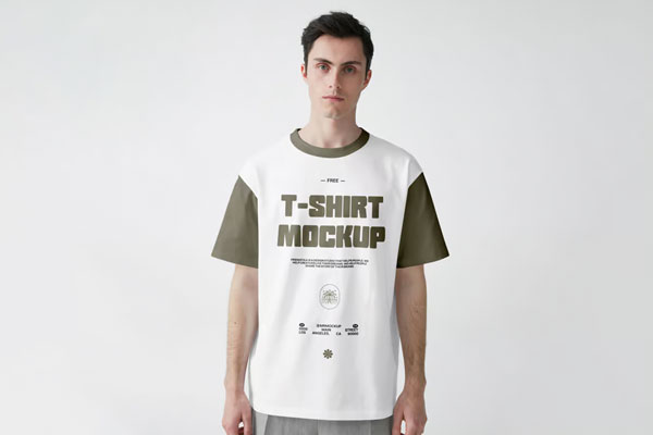 Free Front View White T-Shirt Mockup PSD Template
