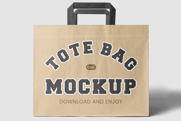 Free Front View Wide Paper Bag Mockup PSD Template