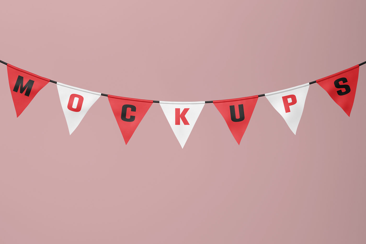 Free Garland Flag Mockup PSD Template