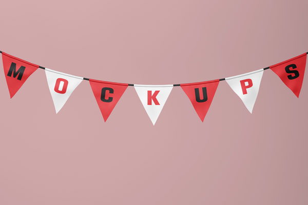 Free Garland Flag Mockup PSD Template