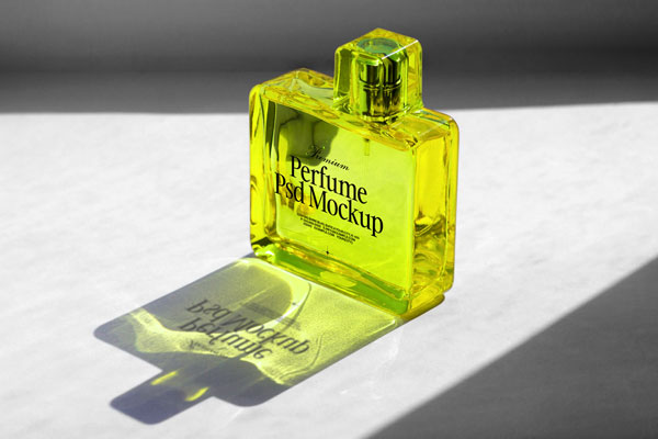 Free Glass Perfume Bottle Mockup PSD Template
