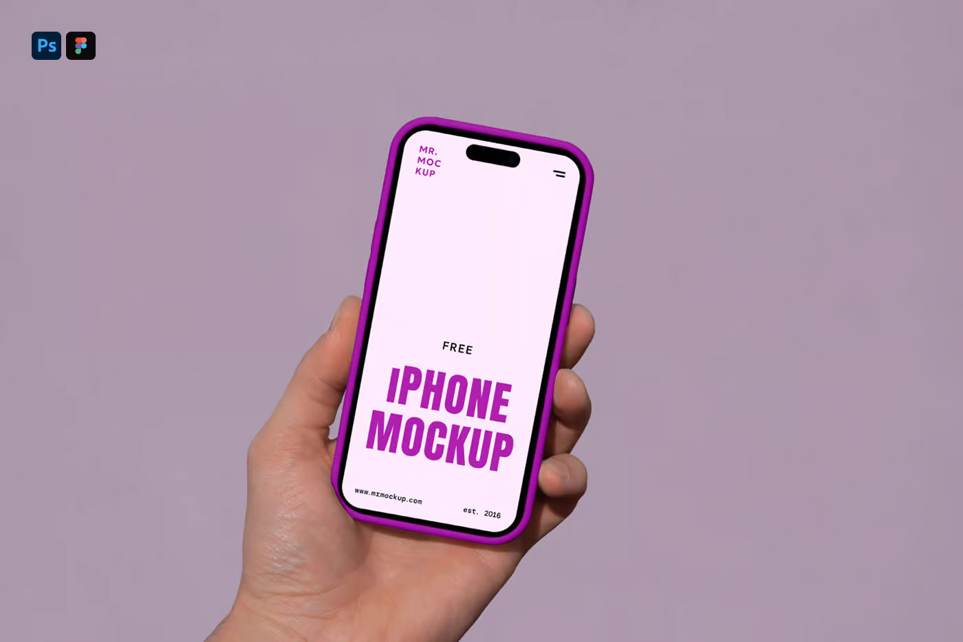 Free Hand Holding iPhone Pro Mockup PSD Template