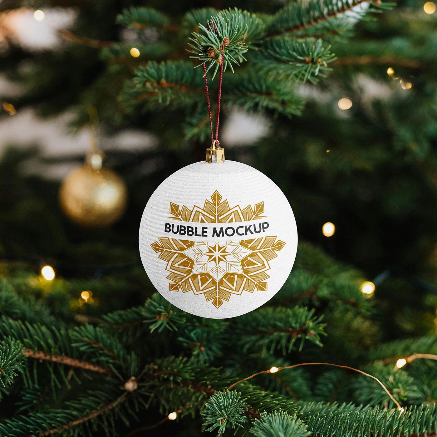 Free Hanging Christmas Ball Mockup PSD Template
