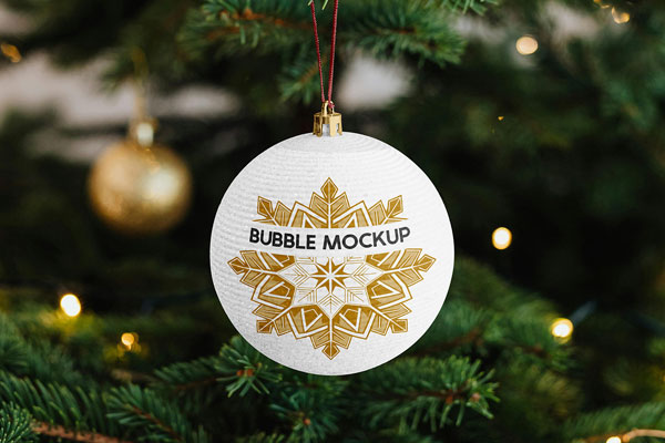 Free Hanging Christmas Ball Mockup PSD Template