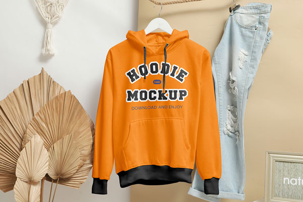 Free Hanging Hoodie Mockup PSD Template