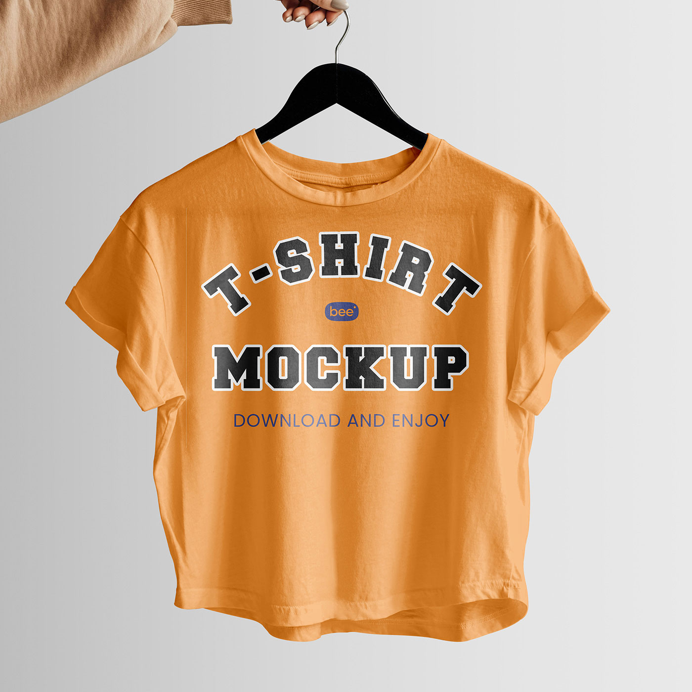 Free Hanging Woman T-Shirt Mockup PSD Template