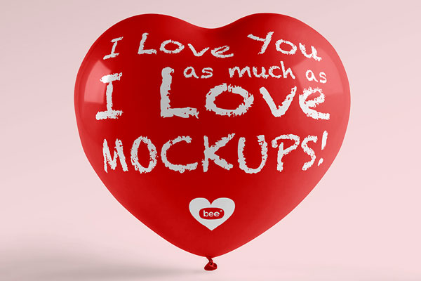 Free Heart Shaped Balloon Mockup PSD Template