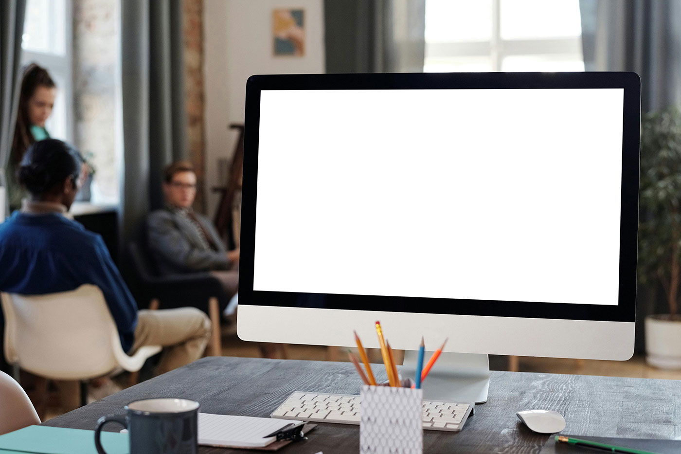 Free iMac Screen in Office Mockup PSD Template