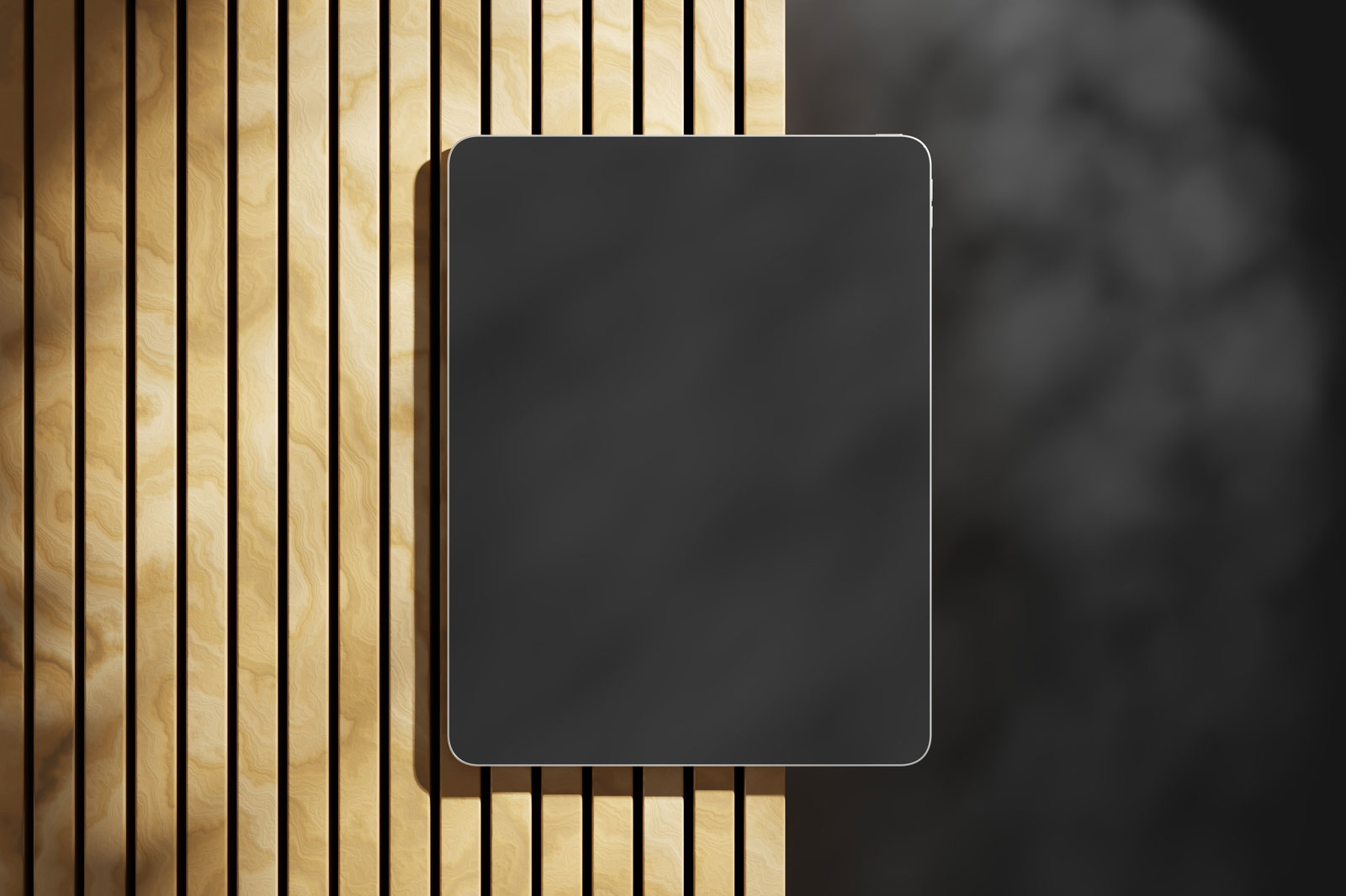 Free iPad Pro Mockup on Wood PSD Template