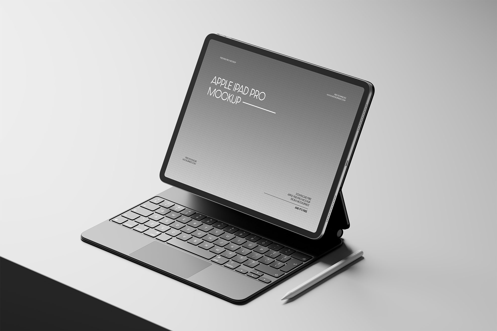 Free iPad Pro with Magic Keyboard Mockup PSD Template