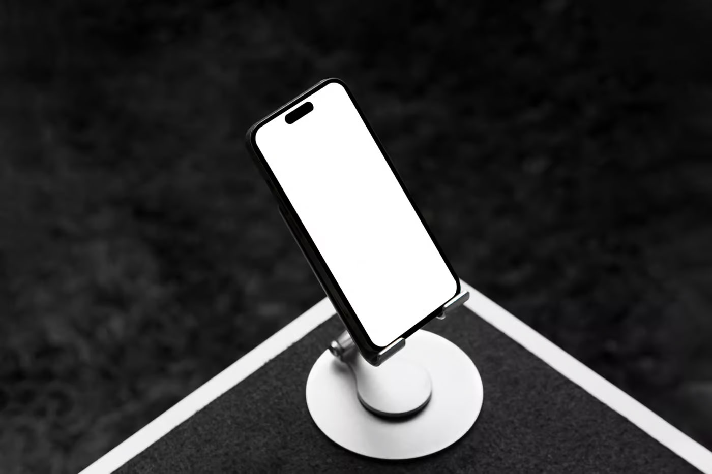 Free iPhone 14 Pro in Dock Mockup PSD Template