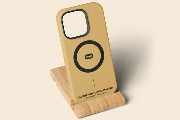 Free iPhone Case in Stand Mockup PSD Template