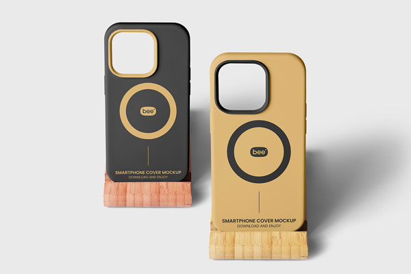 Free iPhone Case in Stand Mockups PSD Template