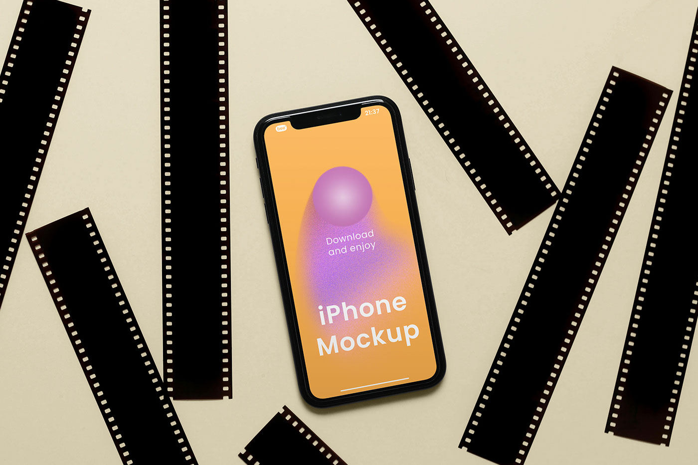 Free iPhone Screen Scene Mockup PSD Template