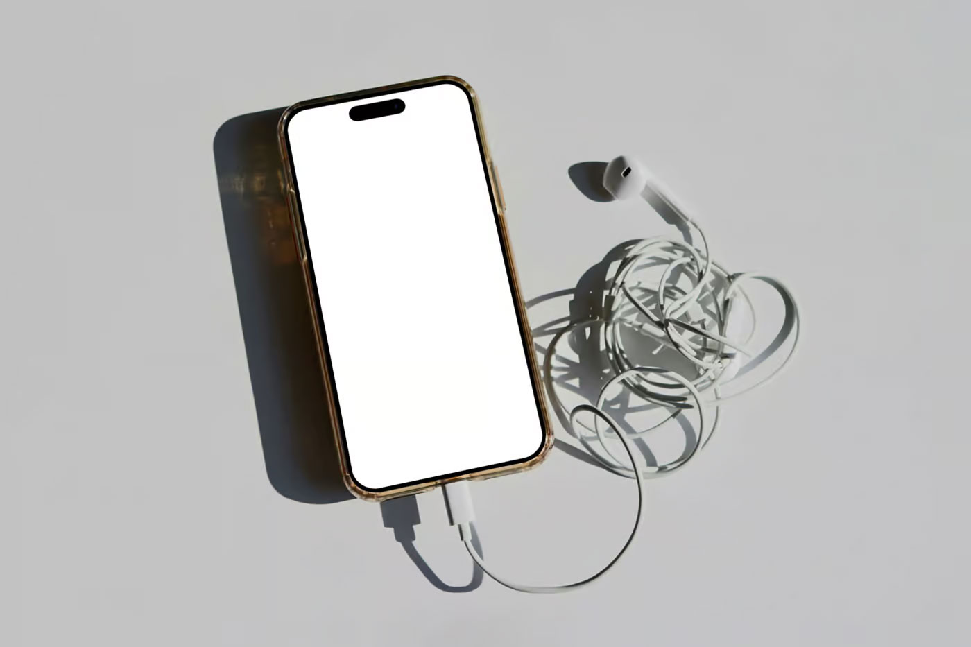 Free Laying iPhone 16 Pro Mockup PSD Template